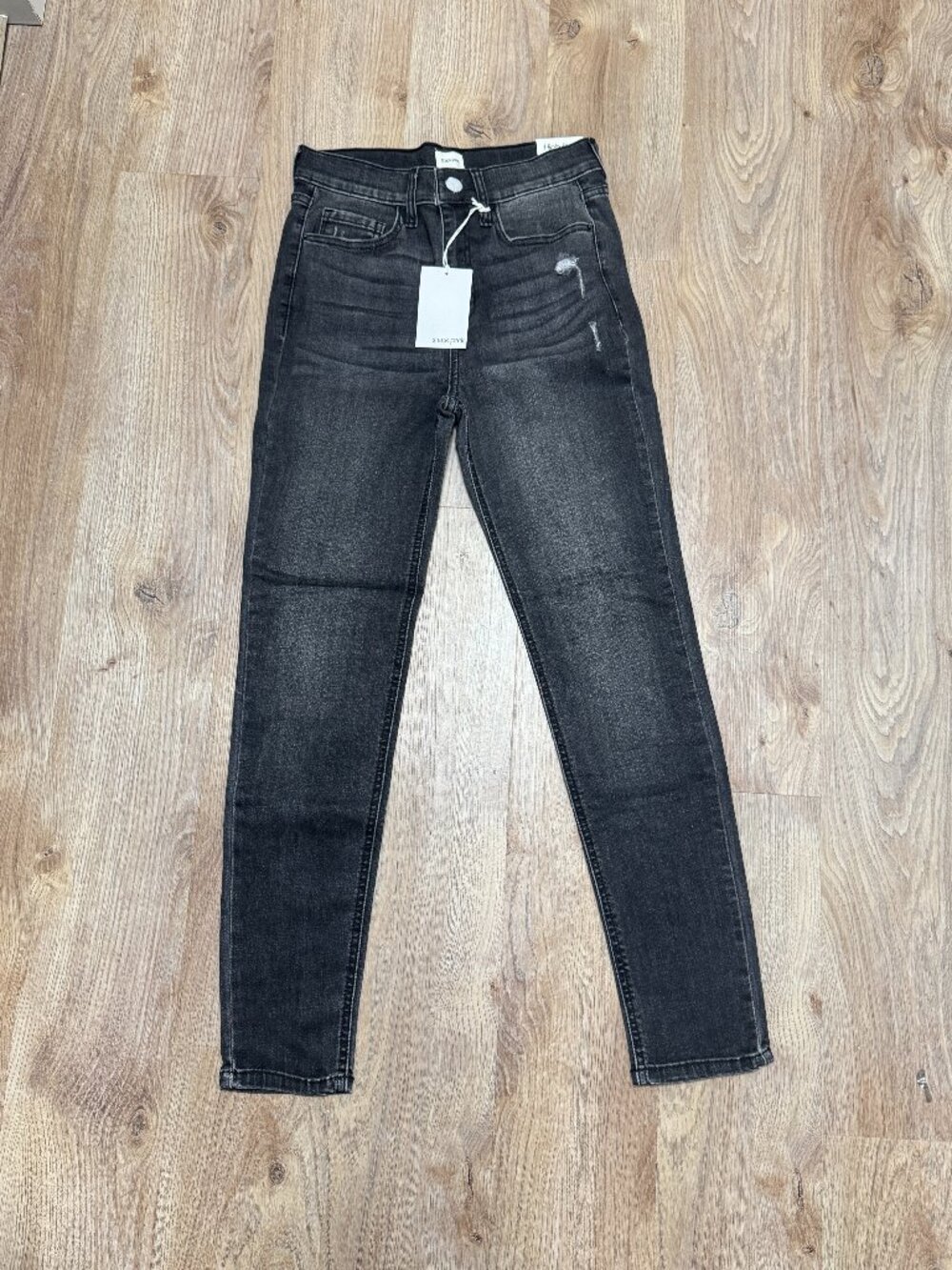 Sz 3 (26 x 27) Sneak Peek High Rise Skinny Leg Jeans Faded Black Gray Distressed